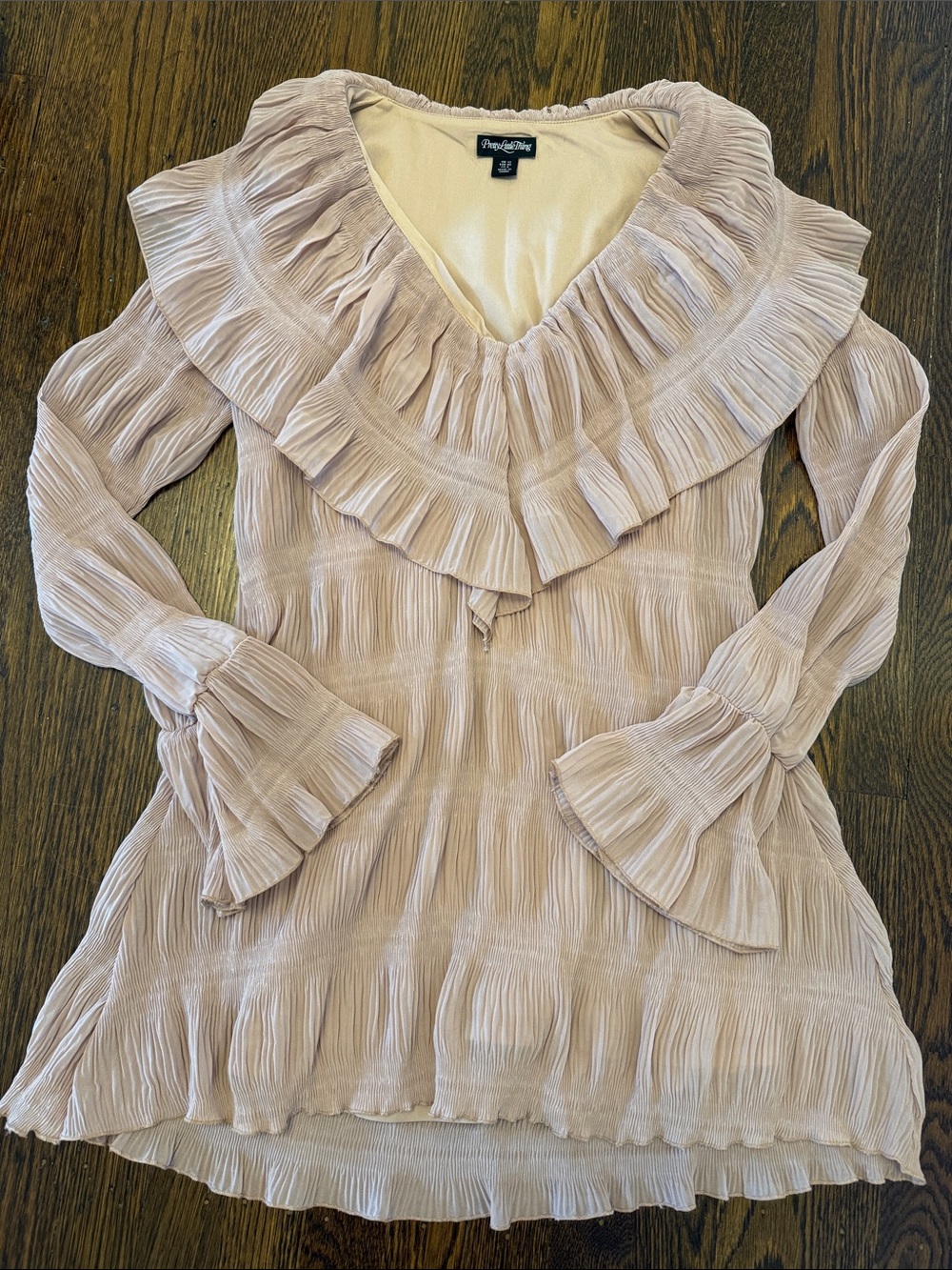 Dusty Blush Ruffle V-Neck Dress